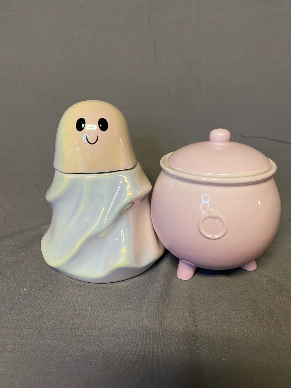 Retired Target ceramic treat jars, ghost and cauldron